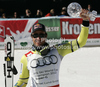 Aksel Lund Svindal of Norway celebrates his overall victory in men Super-G Audi FIS Alpine skiing World cup finals in Schladming, Austria. Last men Super-G race of Audi FIS Alpine skiing World cup finals was held in Schladming, Austria, on Thursday, 15th of March 2012.
