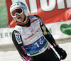 Julia Mancuso of USA reacts in finish of women Super-G race of Audi FIS Alpine skiing World cup finals in Schladming, Austria. Women Super-G race of Audi FIS Alpine skiing World cup finals was held in Schladming, Austria, on Thursday, 15th of March 2012.
