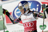 Lindsey Vonn of USA reacts in finish of women Super-G race of Audi FIS Alpine skiing World cup finals in Schladming, Austria. Women Super-G race of Audi FIS Alpine skiing World cup finals was held in Schladming, Austria, on Thursday, 15th of March 2012.

