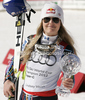 Lindsey Vonn of USA celebrates her overall victory in women Super-G Audi FIS Alpine skiing World cup finals in Schladming, Austria. Last women Super-G race of Audi FIS Alpine skiing World cup finals was held in Schladming, Austria, on Thursday, 15th of March 2012.
