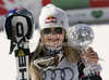 Lindsey Vonn of USA celebrates her overall victory in women Super-G Audi FIS Alpine skiing World cup finals in Schladming, Austria. Last women Super-G race of Audi FIS Alpine skiing World cup finals was held in Schladming, Austria, on Thursday, 15th of March 2012.
