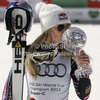 Lindsey Vonn of USA celebrates her overall victory in women Super-G Audi FIS Alpine skiing World cup finals in Schladming, Austria. Last women Super-G race of Audi FIS Alpine skiing World cup finals was held in Schladming, Austria, on Thursday, 15th of March 2012.
