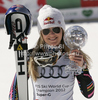 Lindsey Vonn of USA celebrates her overall victory in women Super-G Audi FIS Alpine skiing World cup finals in Schladming, Austria. Last women Super-G race of Audi FIS Alpine skiing World cup finals was held in Schladming, Austria, on Thursday, 15th of March 2012.
