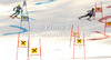 Henrik Kristoffersen of Norway (L) and Filip Trejbal of Czech (R) skiing in team event race of Audi FIS Alpine skiing World cup finals in Schladming, Austria. Team event race of Audi FIS Alpine skiing World cup finals was held in Schladming, Austria, on Friday, 16th of March 2012.
