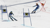 Frida Hansdotter of Sweden (R) and Julia Mancuso of USA (L) skiing in team event race of Audi FIS Alpine skiing World cup finals in Schladming, Austria. Team event race of Audi FIS Alpine skiing World cup finals was held in Schladming, Austria, on Friday, 16th of March 2012.
