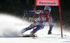 Thomas Fanara of France skiing in first run of men giant slalom race of Audi FIS Alpine skiing World cup finals in Schladming, Austria. Men giant slalom race of Audi FIS Alpine skiing World cup finals was held in Schladming, Austria, on Saturday, 17th of March 2012.
