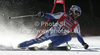 Thomas Fanara of France skiing in first run of men giant slalom race of Audi FIS Alpine skiing World cup finals in Schladming, Austria. Men giant slalom race of Audi FIS Alpine skiing World cup finals was held in Schladming, Austria, on Saturday, 17th of March 2012.
