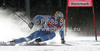 Andre Myhrer of Sweden skiing in first run of men giant slalom race of Audi FIS Alpine skiing World cup finals in Schladming, Austria. Men giant slalom race of Audi FIS Alpine skiing World cup finals was held in Schladming, Austria, on Saturday, 17th of March 2012.
