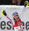 Winner Michaela Kirchgasser of Austria reacts in finish of second run of women slalom race of Audi FIS Alpine skiing World cup finals in Schladming, Austria. Women slalom race of Audi FIS Alpine skiing World cup finals was held in Schladming, Austria, on Saturday, 17th of March 2012.
