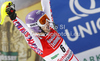 Winner Michaela Kirchgasser of Austria reacts in finish of second run of women slalom race of Audi FIS Alpine skiing World cup finals in Schladming, Austria. Women slalom race of Audi FIS Alpine skiing World cup finals was held in Schladming, Austria, on Saturday, 17th of March 2012.
