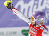 Winner Michaela Kirchgasser of Austria reacts in finish of second run of women slalom race of Audi FIS Alpine skiing World cup finals in Schladming, Austria. Women slalom race of Audi FIS Alpine skiing World cup finals was held in Schladming, Austria, on Saturday, 17th of March 2012.
