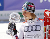Overall slalom World cup winner Marlies Schild of Austria celebrates her trophy after last women slalom race of Audi FIS Alpine skiing World cup finals in Schladming, Austria. Women slalom race of Audi FIS Alpine skiing World cup finals was held in Schladming, Austria, on Saturday, 17th of March 2012.
