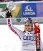 Overall slalom World cup winner Marlies Schild of Austria celebrates her trophy after last women slalom race of Audi FIS Alpine skiing World cup finals in Schladming, Austria. Women slalom race of Audi FIS Alpine skiing World cup finals was held in Schladming, Austria, on Saturday, 17th of March 2012.
