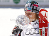 Overall slalom World cup winner Marlies Schild of Austria celebrates her trophy after last women slalom race of Audi FIS Alpine skiing World cup finals in Schladming, Austria. Women slalom race of Audi FIS Alpine skiing World cup finals was held in Schladming, Austria, on Saturday, 17th of March 2012.
