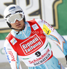 Marcus Sandell of Finland reacts in finish of second run of men giant slalom race of Audi FIS Alpine skiing World cup finals in Schladming, Austria. Men giant slalom race of Audi FIS Alpine skiing World cup finals was held in Schladming, Austria, on Saturday, 17th of March 2012.
