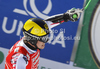 Winner Marcel Hirscher of Austria reacts in finish of second run of men giant slalom race of Audi FIS Alpine skiing World cup finals in Schladming, Austria. Men giant slalom race of Audi FIS Alpine skiing World cup finals was held in Schladming, Austria, on Saturday, 17th of March 2012.
