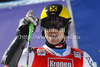 Winner Marcel Hirscher of Austria reacts in finish of second run of men giant slalom race of Audi FIS Alpine skiing World cup finals in Schladming, Austria. Men giant slalom race of Audi FIS Alpine skiing World cup finals was held in Schladming, Austria, on Saturday, 17th of March 2012.
