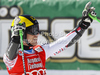 Winner Marcel Hirscher of Austria reacts in finish of second run of men giant slalom race of Audi FIS Alpine skiing World cup finals in Schladming, Austria. Men giant slalom race of Audi FIS Alpine skiing World cup finals was held in Schladming, Austria, on Saturday, 17th of March 2012.
