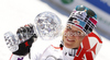 Overall slalom World cup winner Marlies Schild of Austria celebrates her trophy after last women slalom race of Audi FIS Alpine skiing World cup finals in Schladming, Austria. Women slalom race of Audi FIS Alpine skiing World cup finals was held in Schladming, Austria, on Saturday, 17th of March 2012.
