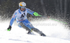 Jens Byggmark of Sweden skiing in first run of men slalom race of Audi FIS Alpine skiing World cup finals in Schladming, Austria. Men slalom race of Audi FIS Alpine skiing World cup finals was held in Schladming, Austria, on Sunday, 18th of March 2012.

