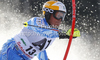 Mattias Hargin of Sweden skiing in first run of men slalom race of Audi FIS Alpine skiing World cup finals in Schladming, Austria. Men slalom race of Audi FIS Alpine skiing World cup finals was held in Schladming, Austria, on Sunday, 18th of March 2012.
