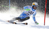 Axel Baeck of Sweden skiing in first run of men slalom race of Audi FIS Alpine skiing World cup finals in Schladming, Austria. Men slalom race of Audi FIS Alpine skiing World cup finals was held in Schladming, Austria, on Sunday, 18th of March 2012.
