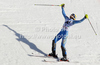 Winner and overall slalom World cup winner Andre Myhrer of Sweden reacts in finish of second run of men slalom race of Audi FIS Alpine skiing World cup finals in Schladming, Austria. Men slalom race of Audi FIS Alpine skiing World cup finals was held in Schladming, Austria, on Sunday, 18th of March 2012.
