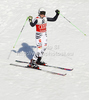 Winner Viktoria Rebensburg of Germany reacts in finish of second run of women giant slalom race of Audi FIS Alpine skiing World cup finals in Schladming, Austria. Women giant slalom race of Audi FIS Alpine skiing World cup finals was held in Schladming, Austria, on Sunday, 18th of March 2012.
