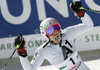 Third placed Federica Brignone of Italy reacts in finish of second run of women giant slalom race of Audi FIS Alpine skiing World cup finals in Schladming, Austria. Women giant slalom race of Audi FIS Alpine skiing World cup finals was held in Schladming, Austria, on Sunday, 18th of March 2012.
