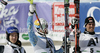Winner Andre Myhrer of Sweden (M), second placed Felix Neureuther of Germany (L) and third placed Mario Matt of Austria (R) celebrate their medals won in second run of men slalom race of Audi FIS Alpine skiing World cup finals in Schladming, Austria. Men slalom race of Audi FIS Alpine skiing World cup finals was held in Schladming, Austria, on Sunday, 18th of March 2012.
