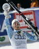 Overall slalom World cup winner Andre Myhrer of Sweden celebrates his trophy after last men slalom race of Audi FIS Alpine skiing World cup finals in Schladming, Austria. Men slalom race of Audi FIS Alpine skiing World cup finals was held in Schladming, Austria, on Sunday, 18th of March 2012.
