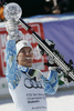 Overall slalom World cup winner Andre Myhrer of Sweden celebrates his trophy after last men slalom race of Audi FIS Alpine skiing World cup finals in Schladming, Austria. Men slalom race of Audi FIS Alpine skiing World cup finals was held in Schladming, Austria, on Sunday, 18th of March 2012.

