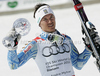 Overall slalom World cup winner Andre Myhrer of Sweden celebrates his trophy after last men slalom race of Audi FIS Alpine skiing World cup finals in Schladming, Austria. Men slalom race of Audi FIS Alpine skiing World cup finals was held in Schladming, Austria, on Sunday, 18th of March 2012.
