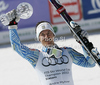 Overall slalom World cup winner Andre Myhrer of Sweden celebrates his trophy after last men slalom race of Audi FIS Alpine skiing World cup finals in Schladming, Austria. Men slalom race of Audi FIS Alpine skiing World cup finals was held in Schladming, Austria, on Sunday, 18th of March 2012.

