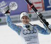 Overall slalom World cup winner Andre Myhrer of Sweden celebrates his trophy after last men slalom race of Audi FIS Alpine skiing World cup finals in Schladming, Austria. Men slalom race of Audi FIS Alpine skiing World cup finals was held in Schladming, Austria, on Sunday, 18th of March 2012.
