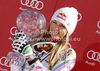 Overall FIS alpine skiing World cup winner Lindsey Vonn of USA celebrates her trophy after last race of Audi FIS Alpine skiing World cup finals in Schladming, Austria. Last women race of Audi FIS Alpine skiing World cup finals was held in Schladming, Austria, on Sunday, 18th of March 2012.
