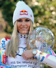Overall FIS alpine skiing World cup winner Lindsey Vonn of USA celebrates her trophies after last race of Audi FIS Alpine skiing World cup finals in Schladming, Austria. Last men race of Audi FIS Alpine skiing World cup finals was held in Schladming, Austria, on Sunday, 18th of March 2012.
