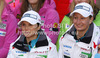 Tanja Poutiainen (R) and Merle Soppela (L) of Finland during Audi Media Talk event, which was held on Thursday, 25th of October 2012 in Soelden, Austria. Audi Media Talk is traditional media event before start of Audi FIS Alpine skiing World cup, which will start with women giant slalom race on Saturday, 27th of October, followed by men giant slalom race which will also be held on Rettenbach glacier above Soelden, Austria, on Sunday, 28th of October 2012.
