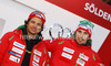 Marcus Sandell (L) and Andreas Romar (R) of Finland during Audi Media Talk event, which was held on Thursday, 25th of October 2012 in Soelden, Austria. Audi Media Talk is traditional media event before start of Audi FIS Alpine skiing World cup, which will start with women giant slalom race on Saturday, 27th of October, followed by men giant slalom race which will also be held on Rettenbach glacier above Soelden, Austria, on Sunday, 28th of October 2012.
