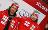 Marcus Sandell (L) and Andreas Romar (R) of Finland during Audi Media Talk event, which was held on Thursday, 25th of October 2012 in Soelden, Austria. Audi Media Talk is traditional media event before start of Audi FIS Alpine skiing World cup, which will start with women giant slalom race on Saturday, 27th of October, followed by men giant slalom race which will also be held on Rettenbach glacier above Soelden, Austria, on Sunday, 28th of October 2012.
