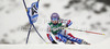 Tessa Worley of France skiing in first run of women giant slalom race of Audi FIS Alpine skiing World cup 2012-2013 in Soelden, Austria. First women giant slalom race of Audi FIS Alpine skiing World cup was held on Rettenbach glacier above Soelden, Austria, on Saturday, 27th of October 2012.
