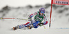 Tessa Worley of France skiing in first run of women giant slalom race of Audi FIS Alpine skiing World cup 2012-2013 in Soelden, Austria. First women giant slalom race of Audi FIS Alpine skiing World cup was held on Rettenbach glacier above Soelden, Austria, on Saturday, 27th of October 2012.
