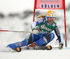 Jessica Lindell-Vikarby of Sweden skiing in first run of women giant slalom race of Audi FIS Alpine skiing World cup 2012-2013 in Soelden, Austria. First women giant slalom race of Audi FIS Alpine skiing World cup was held on Rettenbach glacier above Soelden, Austria, on Saturday, 27th of October 2012.
