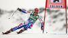 Anemone Marmottan of France skiing in first run of women giant slalom race of Audi FIS Alpine skiing World cup 2012-2013 in Soelden, Austria. First women giant slalom race of Audi FIS Alpine skiing World cup was held on Rettenbach glacier above Soelden, Austria, on Saturday, 27th of October 2012.
