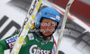 Tanja Poutiainen of Finland reacts in finish of second run of women giant slalom race of Audi FIS Alpine skiing World cup 2012-2013 in Soelden, Austria. First women giant slalom race of Audi FIS Alpine skiing World cup was held on Rettenbach glacier above Soelden, Austria, on Saturday, 27th of October 2012.
