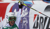 Third placed Stefanie Koehle of Austria reacts in finish of second run of women giant slalom race of Audi FIS Alpine skiing World cup 2012-2013 in Soelden, Austria. First women giant slalom race of Audi FIS Alpine skiing World cup was held on Rettenbach glacier above Soelden, Austria, on Saturday, 27th of October 2012.
