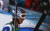 Fourth placed Dominique Gisin of Switzerland reacts in finish of second run of women giant slalom race of Audi FIS Alpine skiing World cup 2012-2013 in Soelden, Austria. First women giant slalom race of Audi FIS Alpine skiing World cup was held on Rettenbach glacier above Soelden, Austria, on Saturday, 27th of October 2012.
