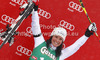 Third placed Stefanie Koehle of Austria celebrates her medal won in women giant slalom race of Audi FIS Alpine skiing World cup 2012-2013 in Soelden, Austria. First women giant slalom race of Audi FIS Alpine skiing World cup was held on Rettenbach glacier above Soelden, Austria, on Saturday, 27th of October 2012.
