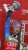 Winner Tina Maze of Slovenia celebrates her medal won in women giant slalom race of Audi FIS Alpine skiing World cup 2012-2013 in Soelden, Austria. First women giant slalom race of Audi FIS Alpine skiing World cup was held on Rettenbach glacier above Soelden, Austria, on Saturday, 27th of October 2012.
