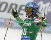 Tanja Poutiainen of Finland reacts in finish of second run of women giant slalom race of Audi FIS Alpine skiing World cup 2012-2013 in Soelden, Austria. First women giant slalom race of Audi FIS Alpine skiing World cup was held on Rettenbach glacier above Soelden, Austria, on Saturday, 27th of October 2012.
